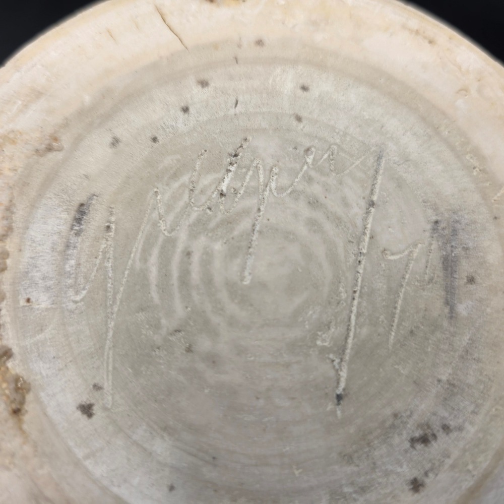 Vintage Studio Pottery‎ Signed Mixing Bowl Spout Cream Brown Ceramic 1974 8.5in - Picture 9 of 11